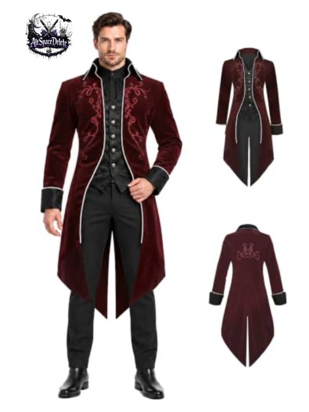 Men's Renaissance Pirate Vampire Tailcoat Jacket Cosplay Costume